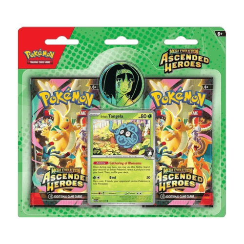 Blíster Pokémon TCG Erika Héroes Ascendentes en español con 2 sobres, carta promocional Tangela de Erika y moneda