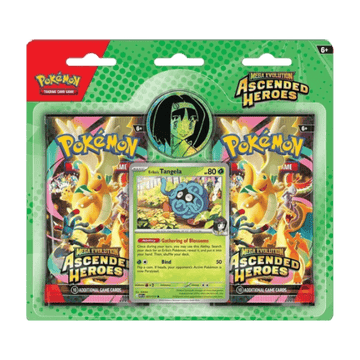 Blíster Pokémon TCG Erika Héroes Ascendentes en español con 2 sobres, carta promocional Tangela de Erika y moneda