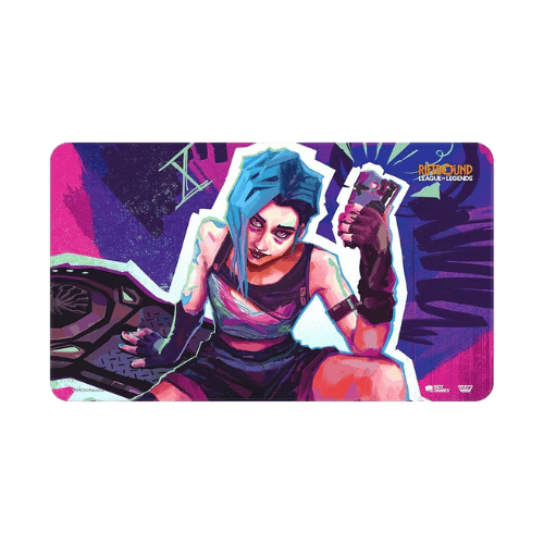 Tapete de juego Jinx Riftbound: Origins con borde cosido y base antideslizante
