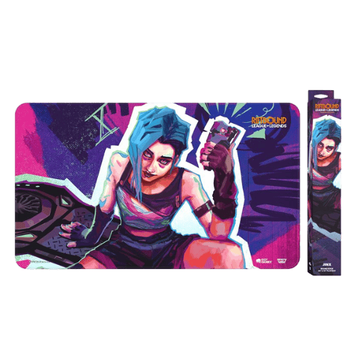 Tapete de juego Jinx Riftbound: Origins con borde cosido y base antideslizante
